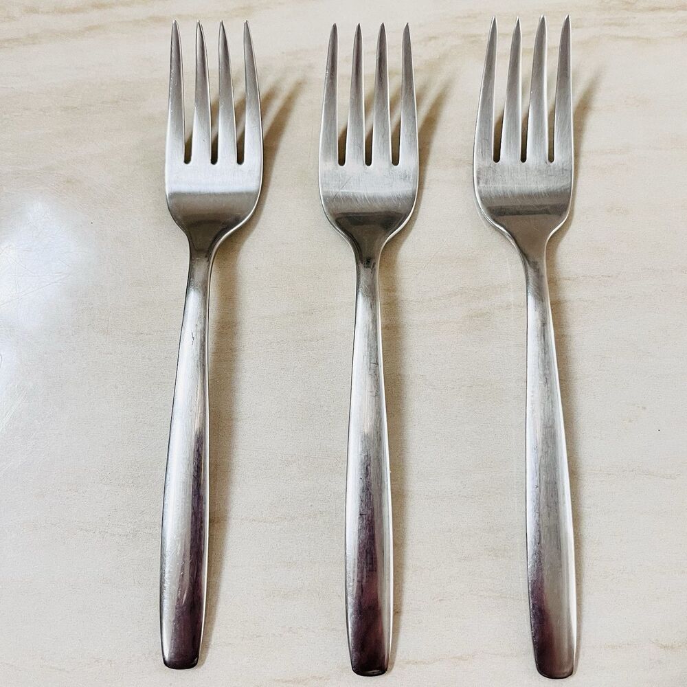 3pc INTERNATIONAL SILVER INS14 Salad Fork 6” Stainless Satin Frosted USA